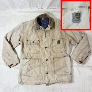 Vintage Carhartt Chore Coat Duck Blanket Lined Jacket RARE size On Tag 38 Work